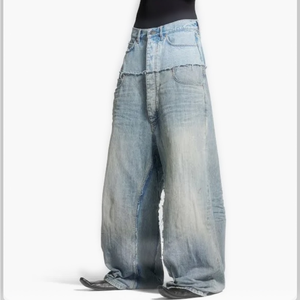 Balenciaga | Cut up double baggy jean. Made in Italy. Distressed. Size Small